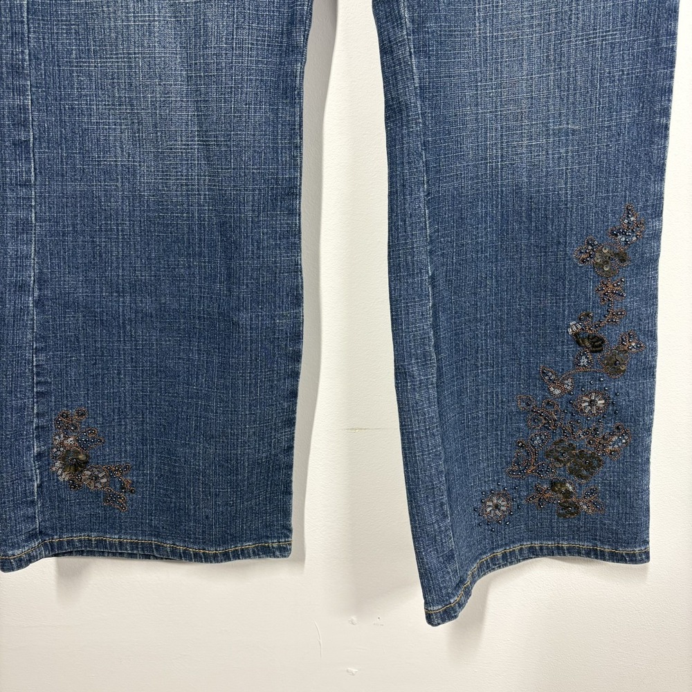 Coldwater Creek Women Straight Leg Jeans Size 12P Blue Denim Embroidered Beaded - Picture 7 of 13